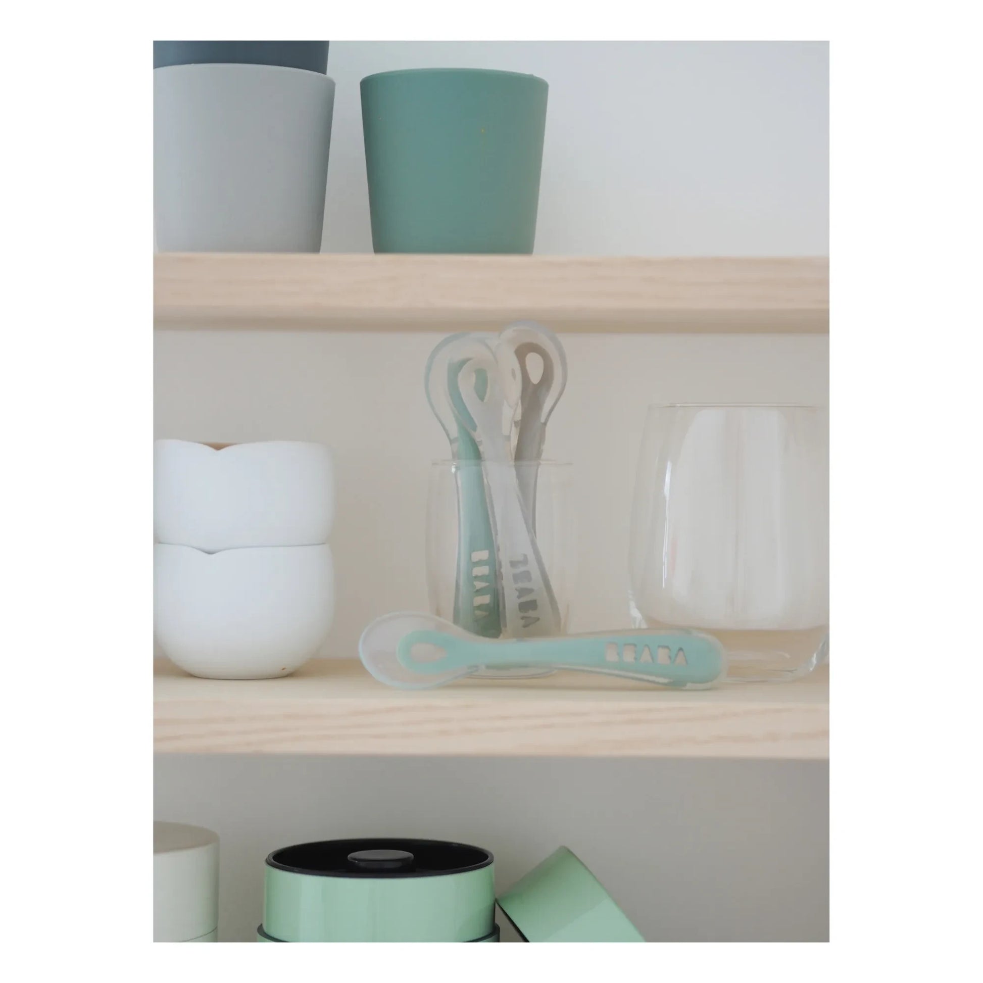 Béaba - 2nd age soft silicone spoons - Set of 4 | Sage