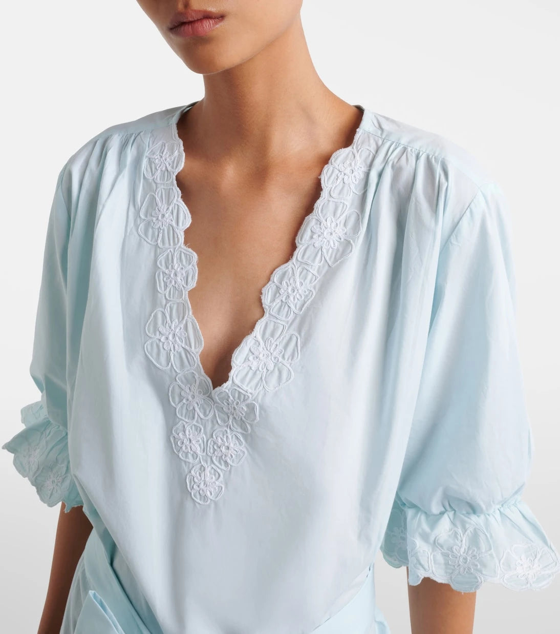 Juliet Dunn - Embroidered cotton poplin minidress
