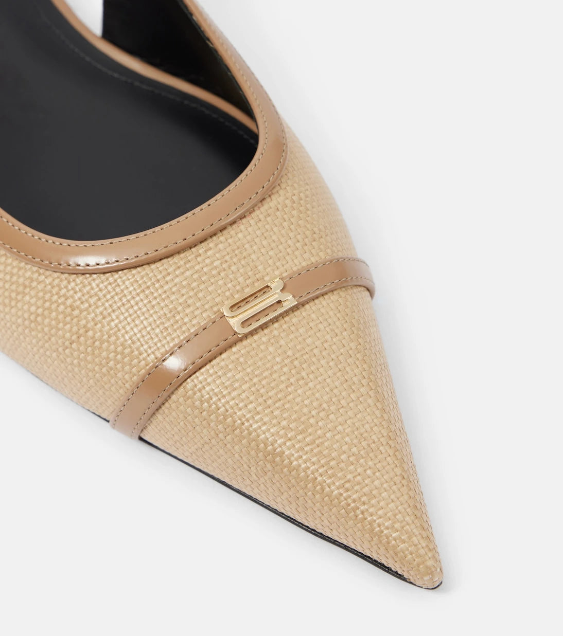 Victoria Beckham - Leather-trimmed raffia slingback flats
