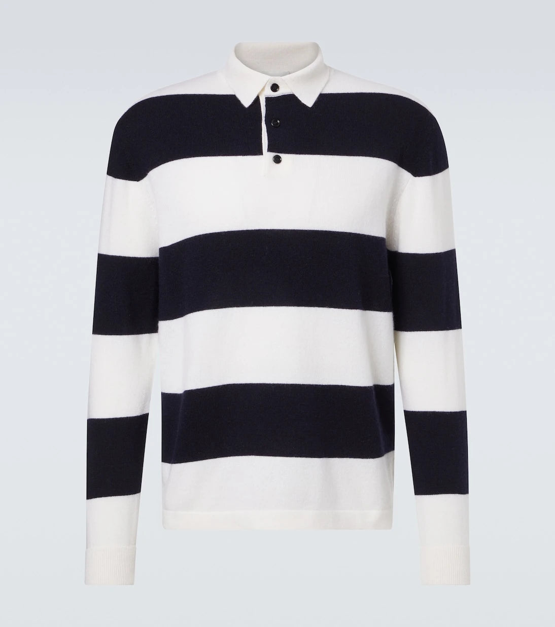 Allude - Striped wool and cashmere polo sweater