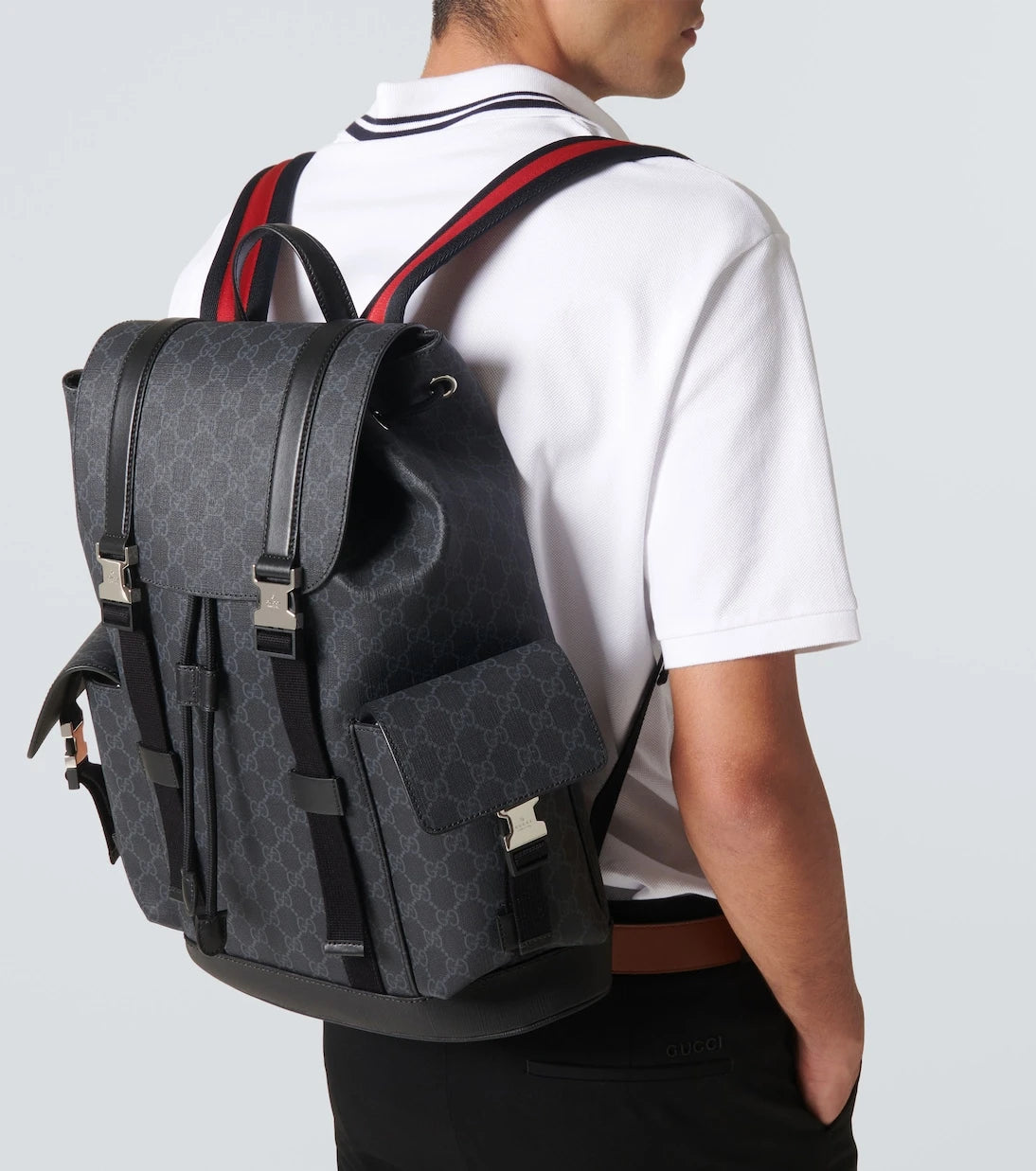 Gucci - GG Canvas leather-trimmed backpack