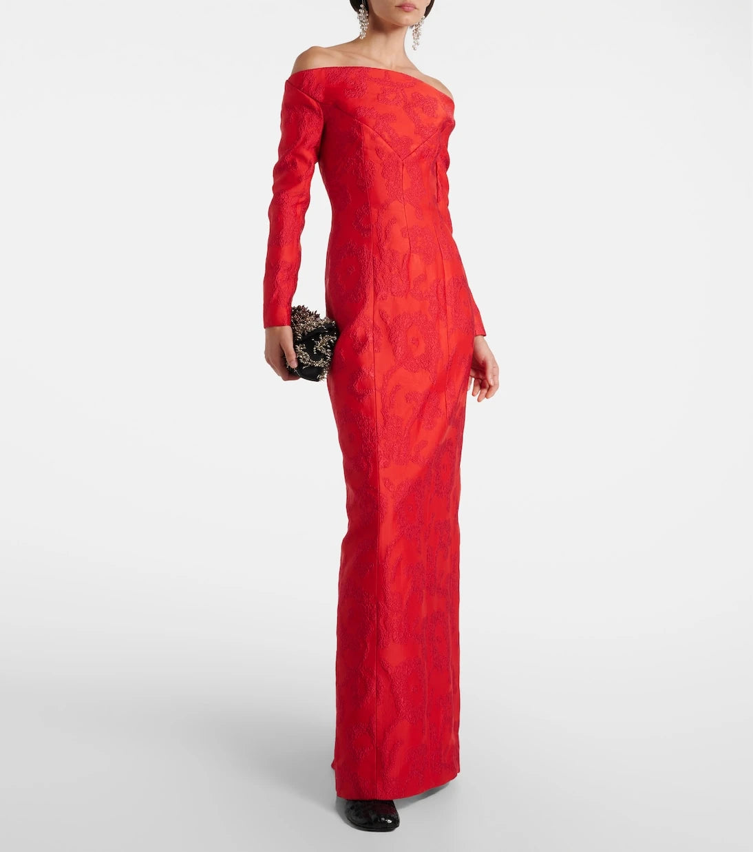 Emilia Wickstead - Zarith jacquard off-shoulder bouclé maxi dress