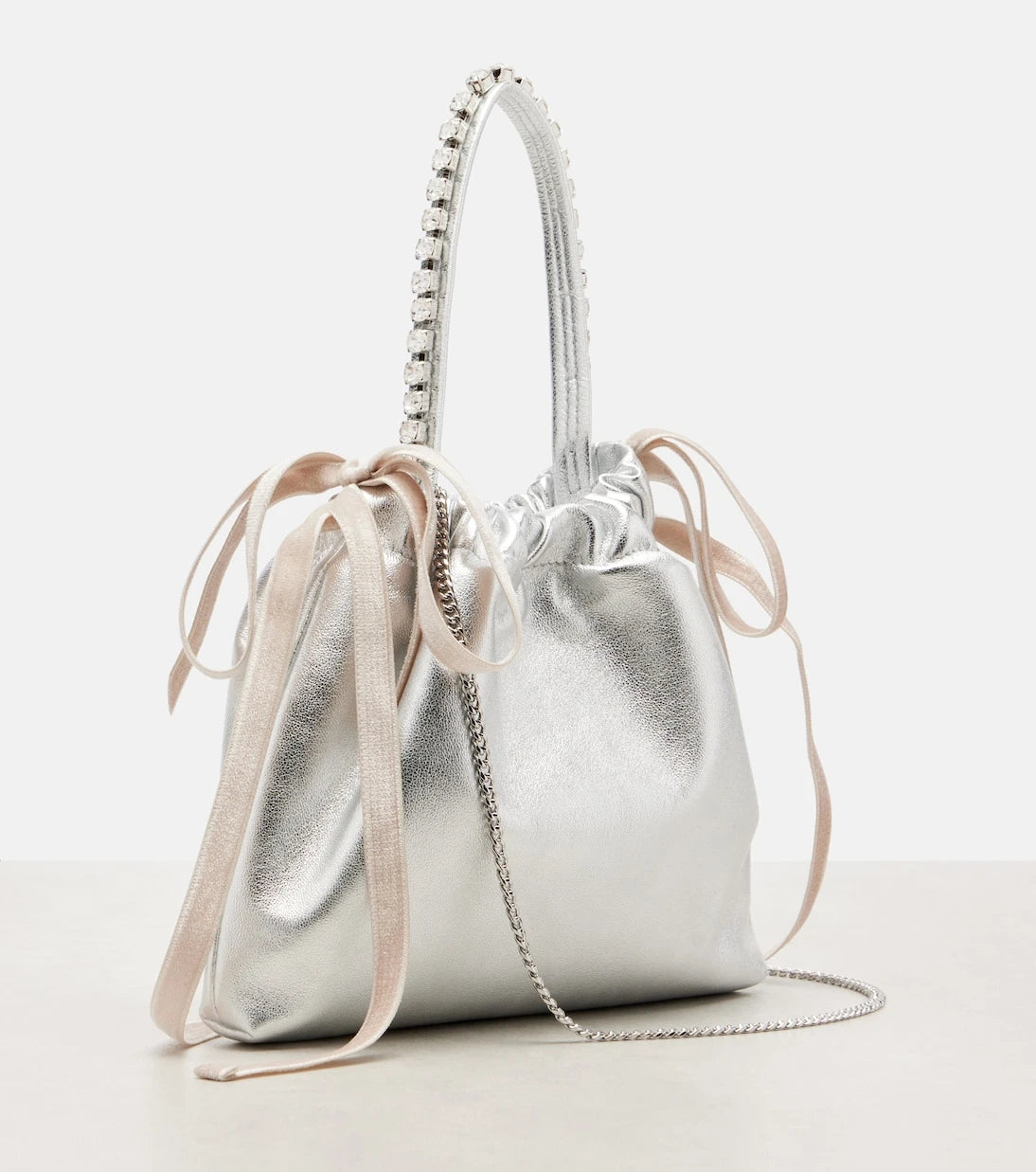 Jimmy Choo - Drawstring Mini embellished leather shoulder bag