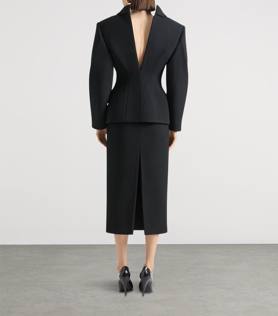 Givenchy Black Wool-Blend Midi Pencil Skirt