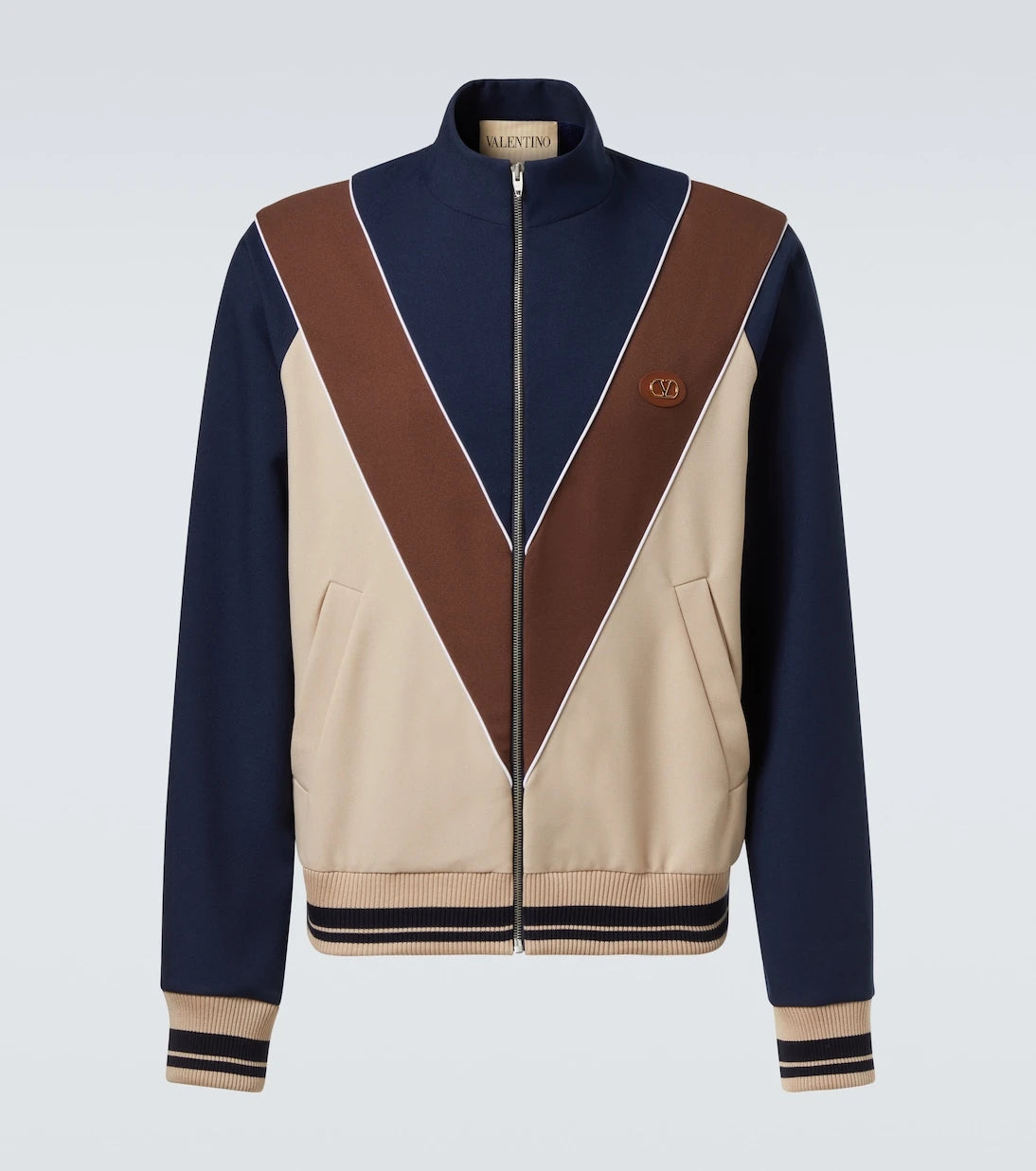 Valentino - Colorblocked logo zip-up sweatshirt