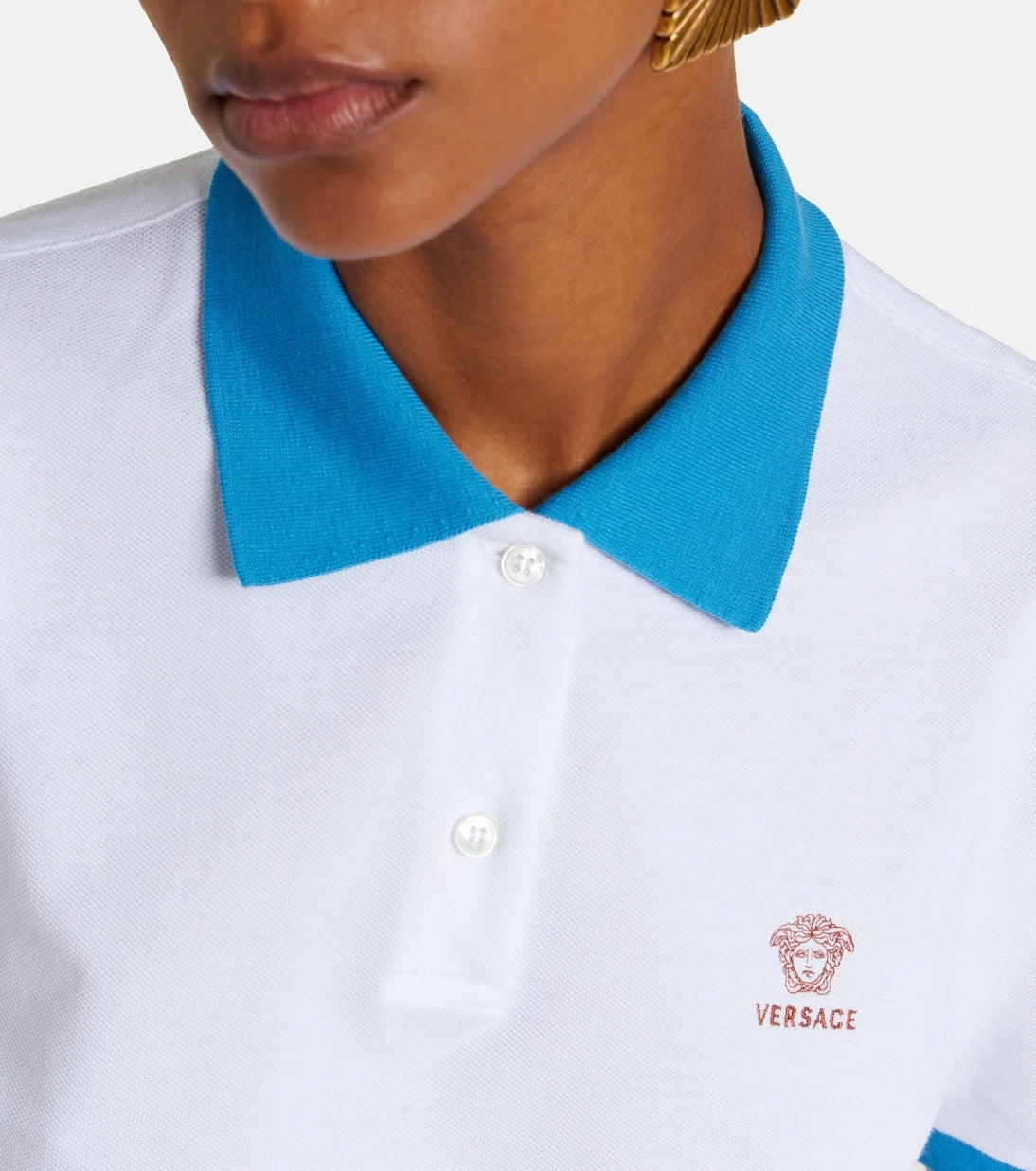 Versace - Embroidered cotton piqué polo shirt
