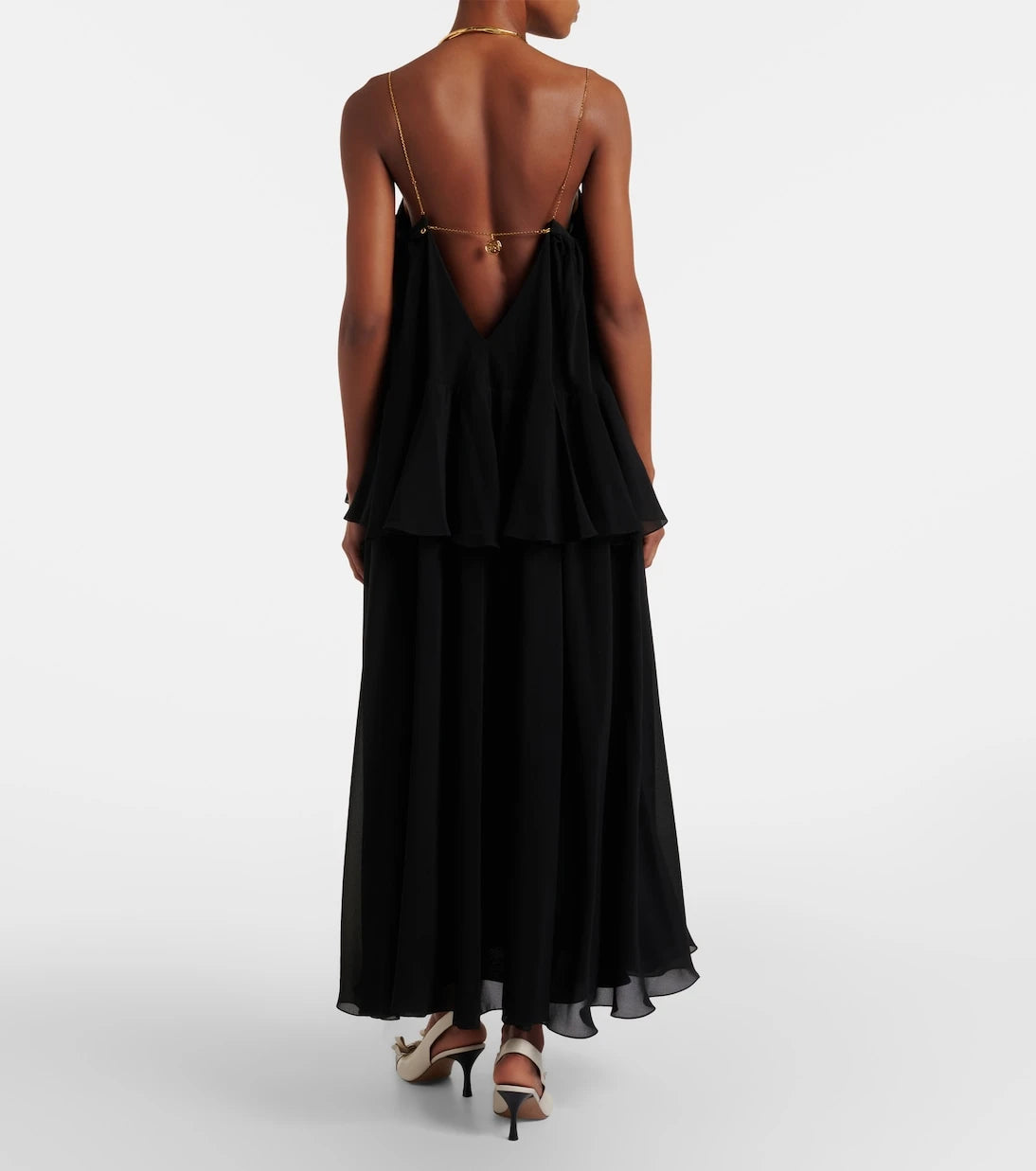 Chloé - Embellished open-back silk georgette maxi dress