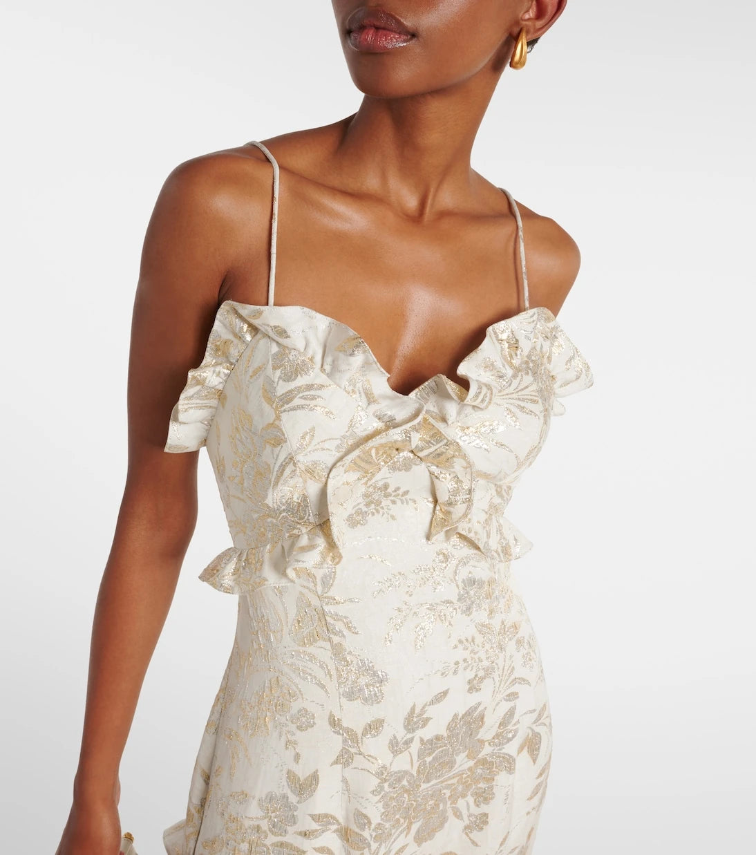 Markarian - Calandra ruffled floral jacquard midi dress