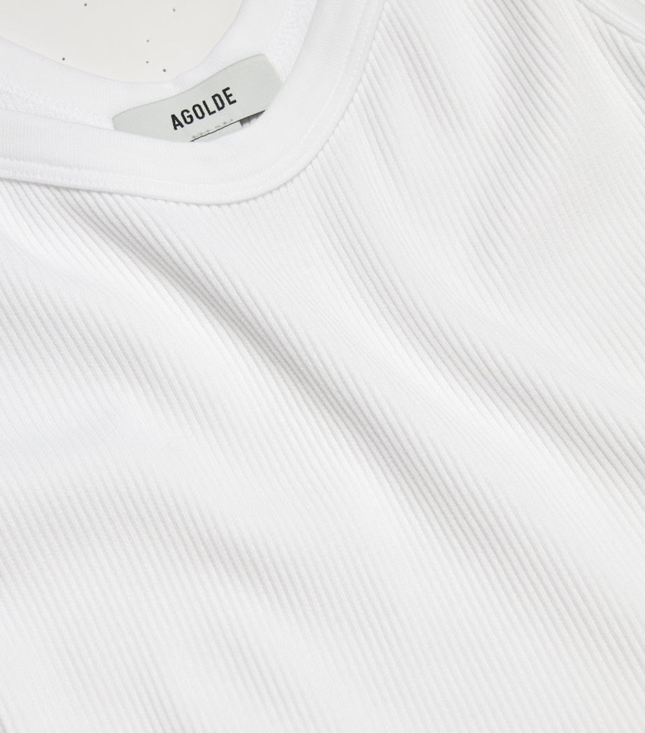 White Organic Cotton-Blend Shrunken Poppy Tank Top