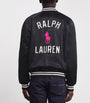 Polo Ralph Lauren Black Satin Pink Pony Baseball Jacket
