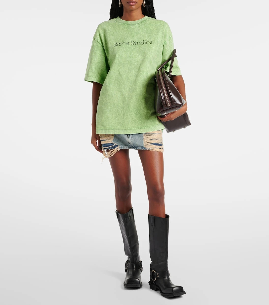 Acne Studios - تنورة ماكاريا القصيرة من الدنيم الممزق