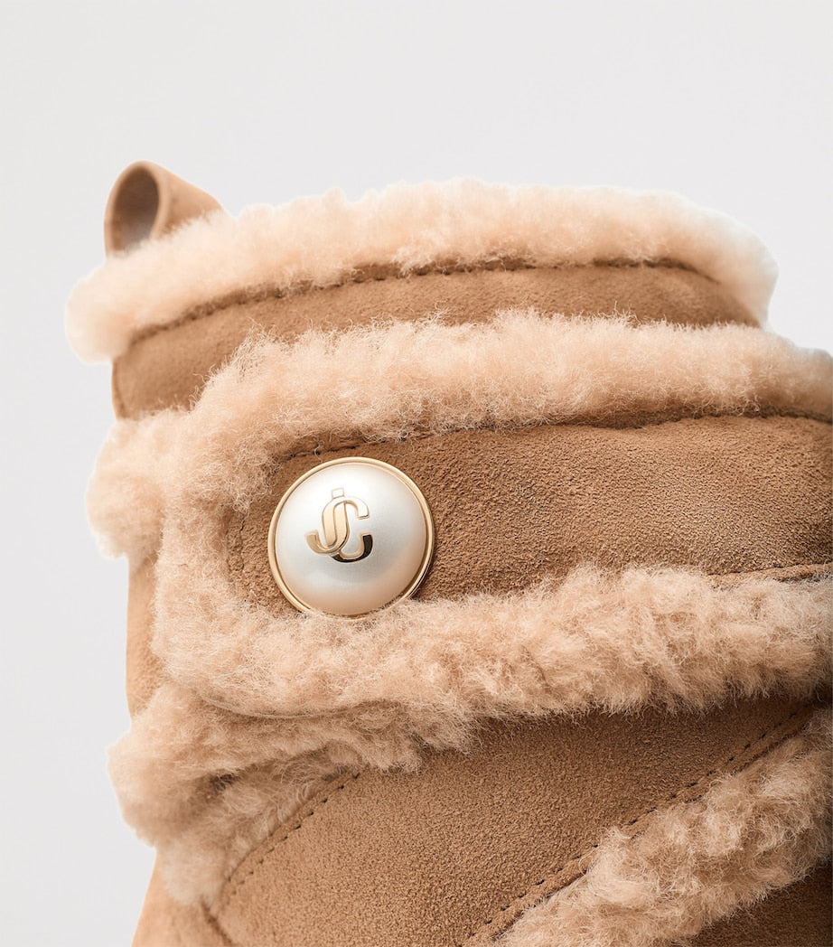 Jimmy Choo Beige Meena Suede Shearling Boots
