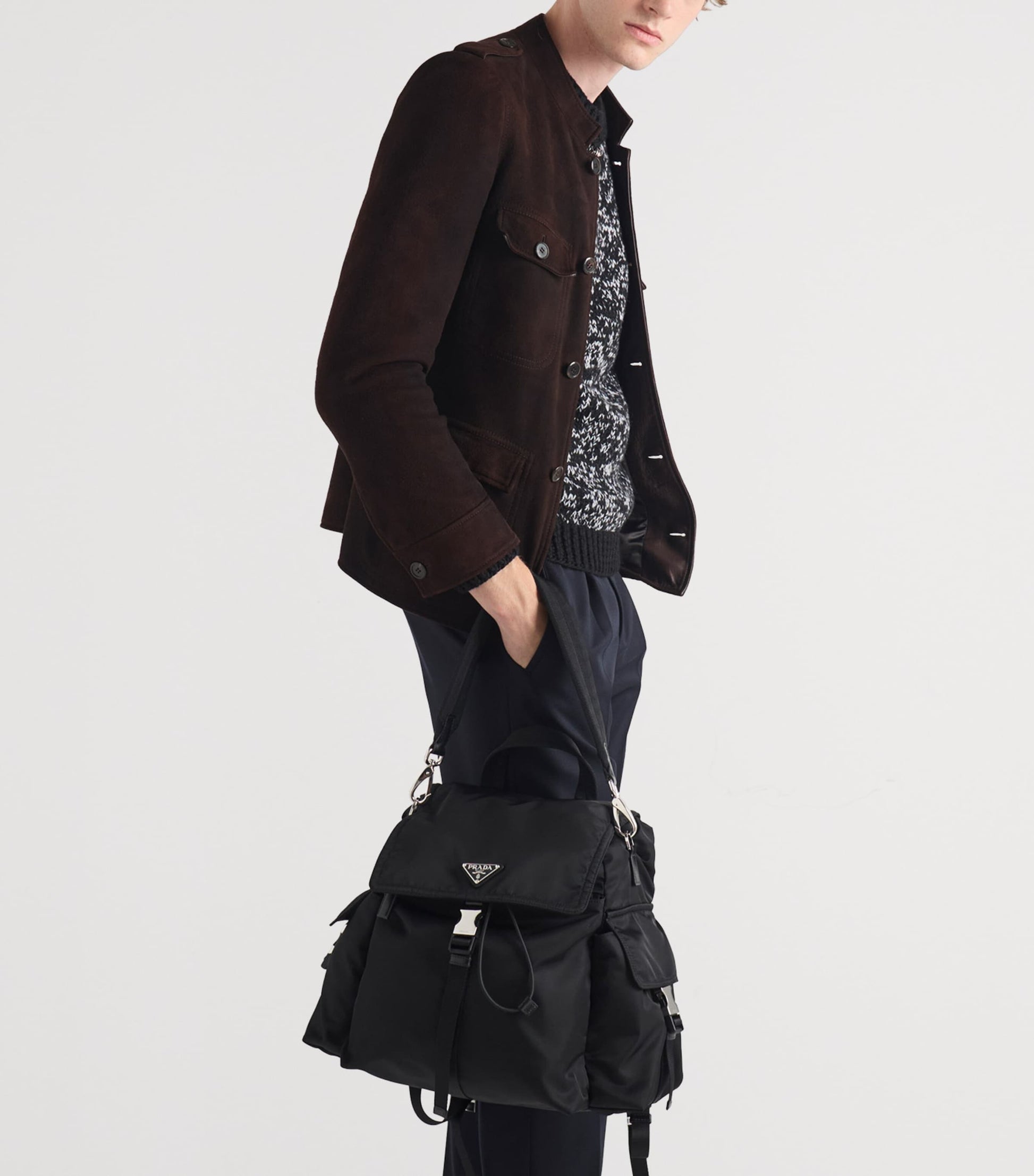 Re-Nylon and Leather Explore Backpack