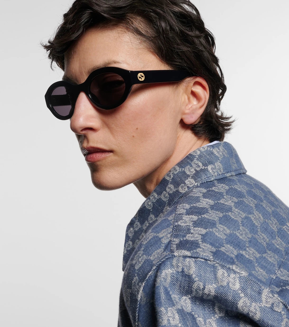 Gucci - Minimal GG oval sunglasses