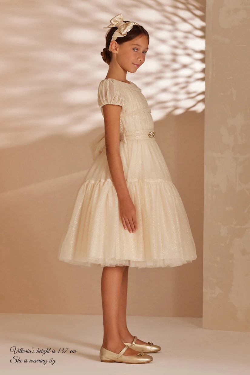Monnalisa - Glitter tiered tulle dress