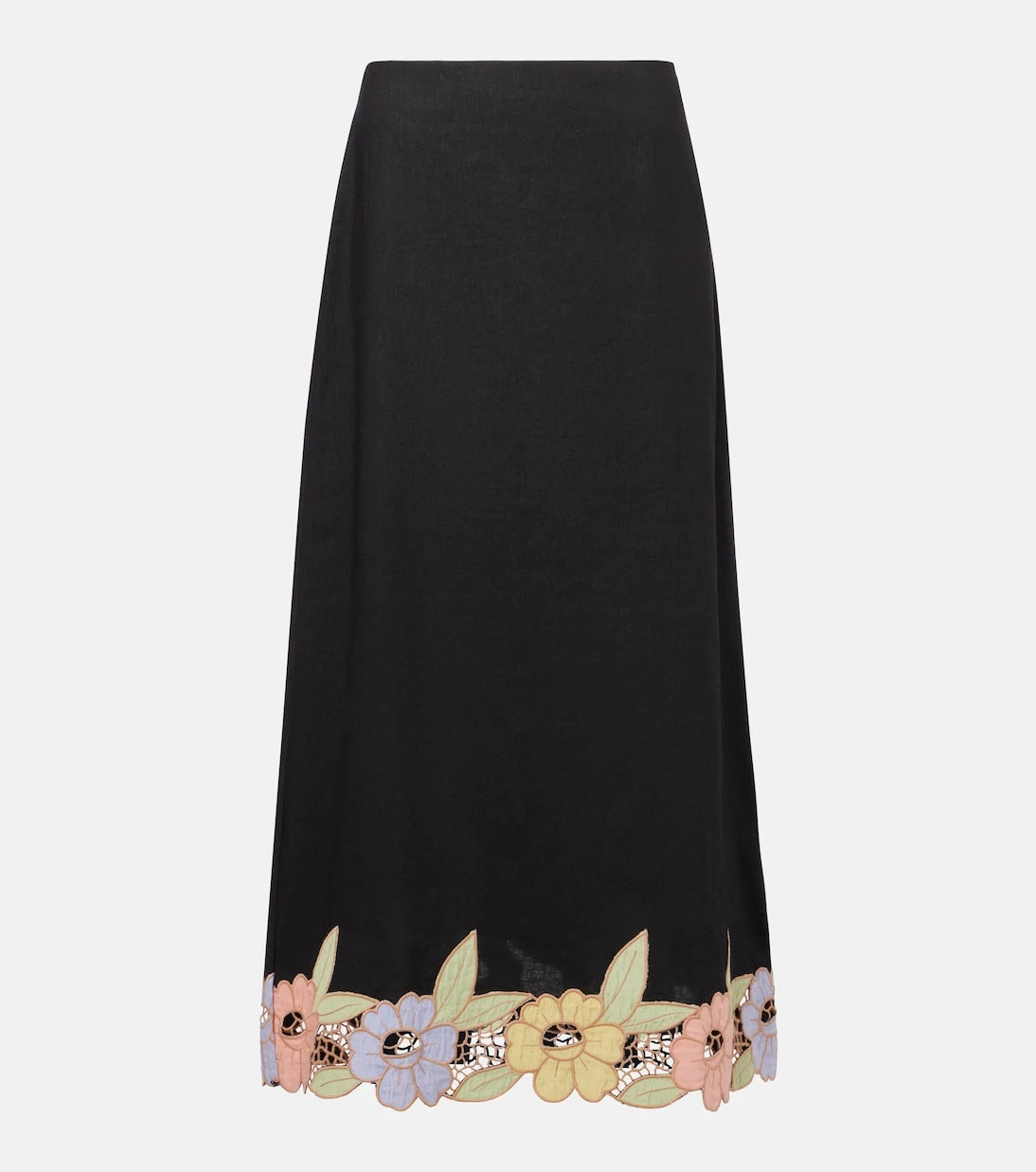 Rixo - Serano cutout linen-blend midi skirt