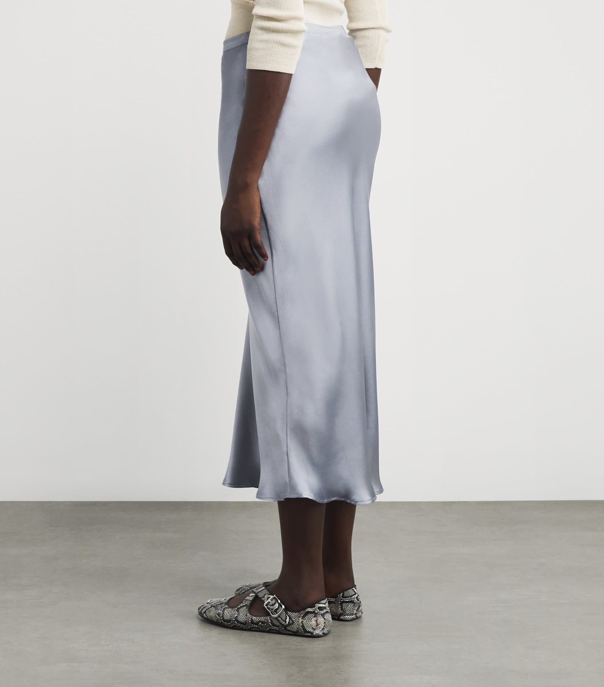 ANINE BING Blue Silk Bar Maxi Skirt