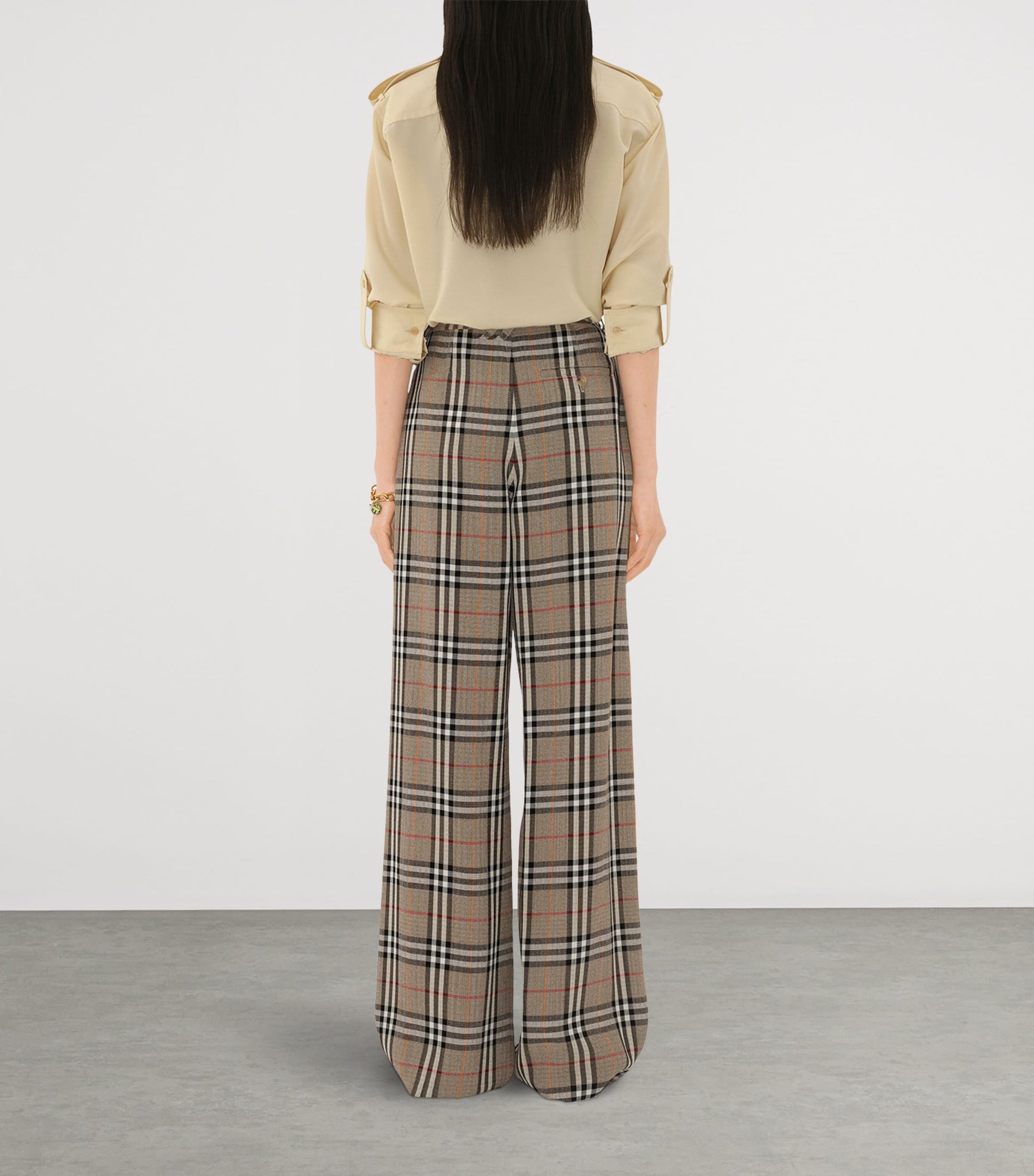 Burberry Check Belted Wide-Leg Trousers