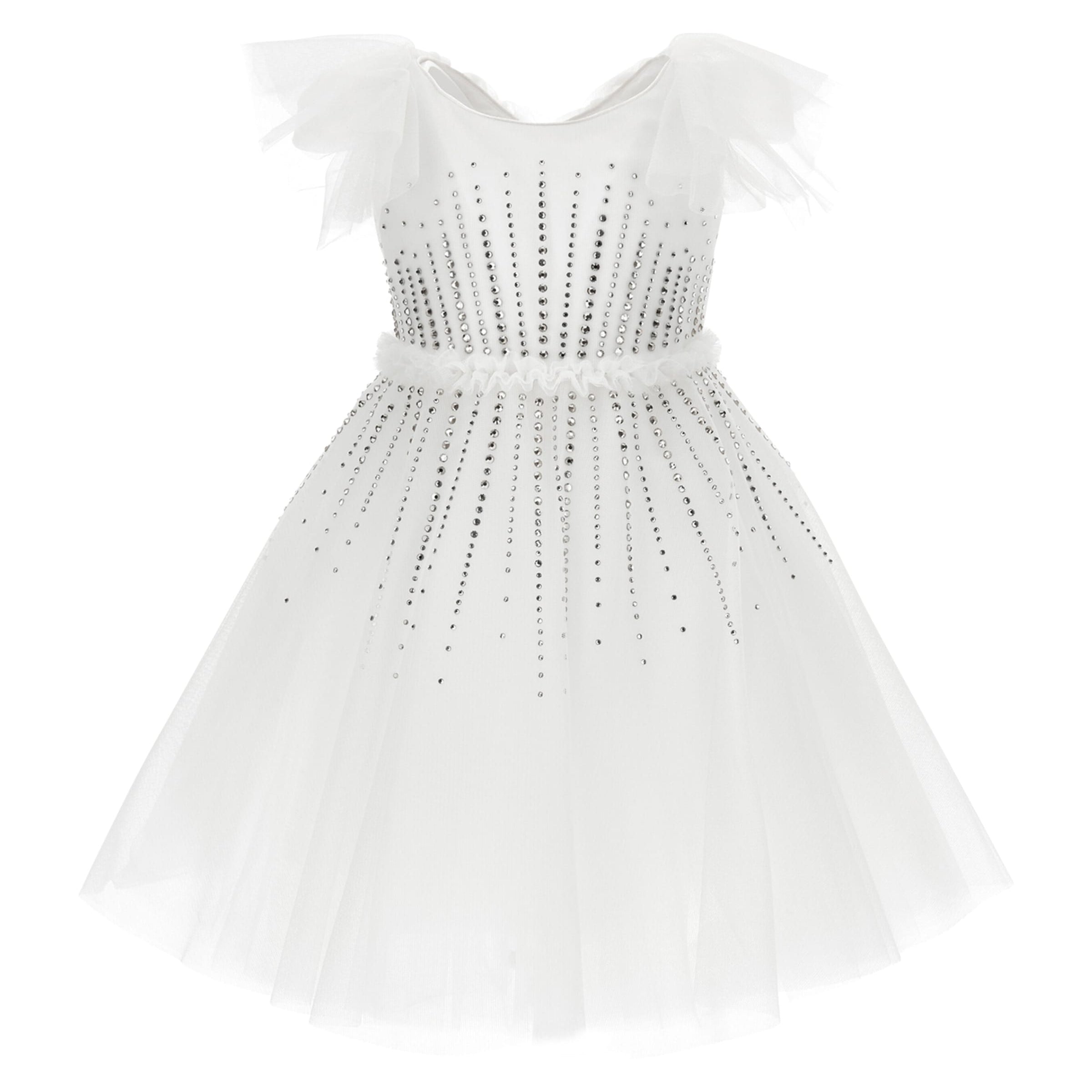 White Tulle Embellished Dress (2-12 Years)