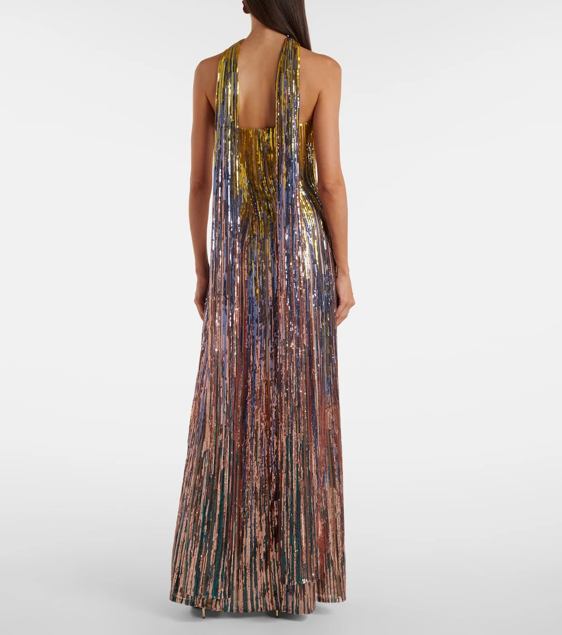 Elie Saab - Sequined scarf-detail strapless gown