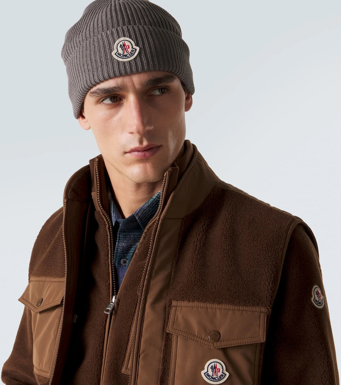 Moncler - قبعة بيني من القطن المحبوك والمضلع طراز Archivio