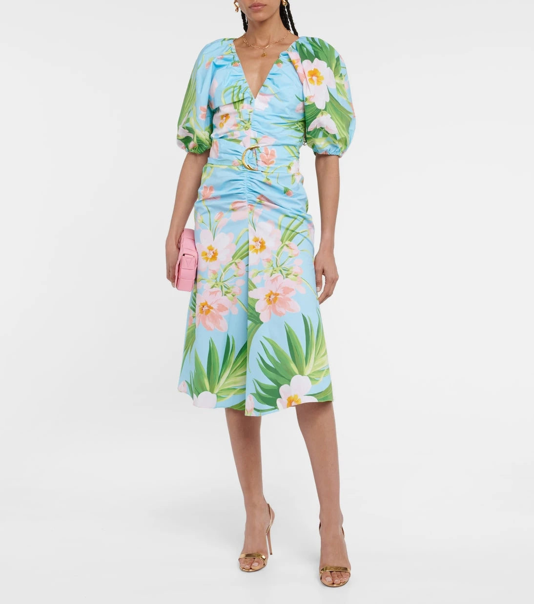 Carolina Herrera - Puffed printed cotton-blend midi dress