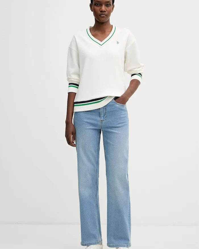 U.S. Polo Assn. Kadın V Yaka Viskoz Sweatshirt