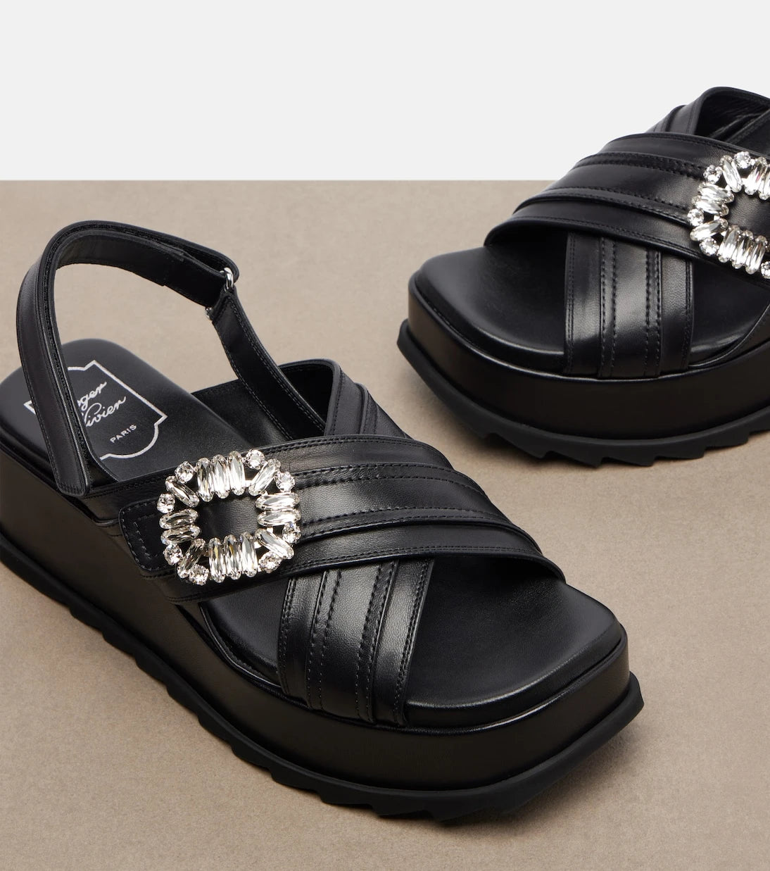 Roger Vivier - Strass Buckle leather platform sandals