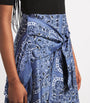 Maje Blue Layered Bandana Print Midi Dress