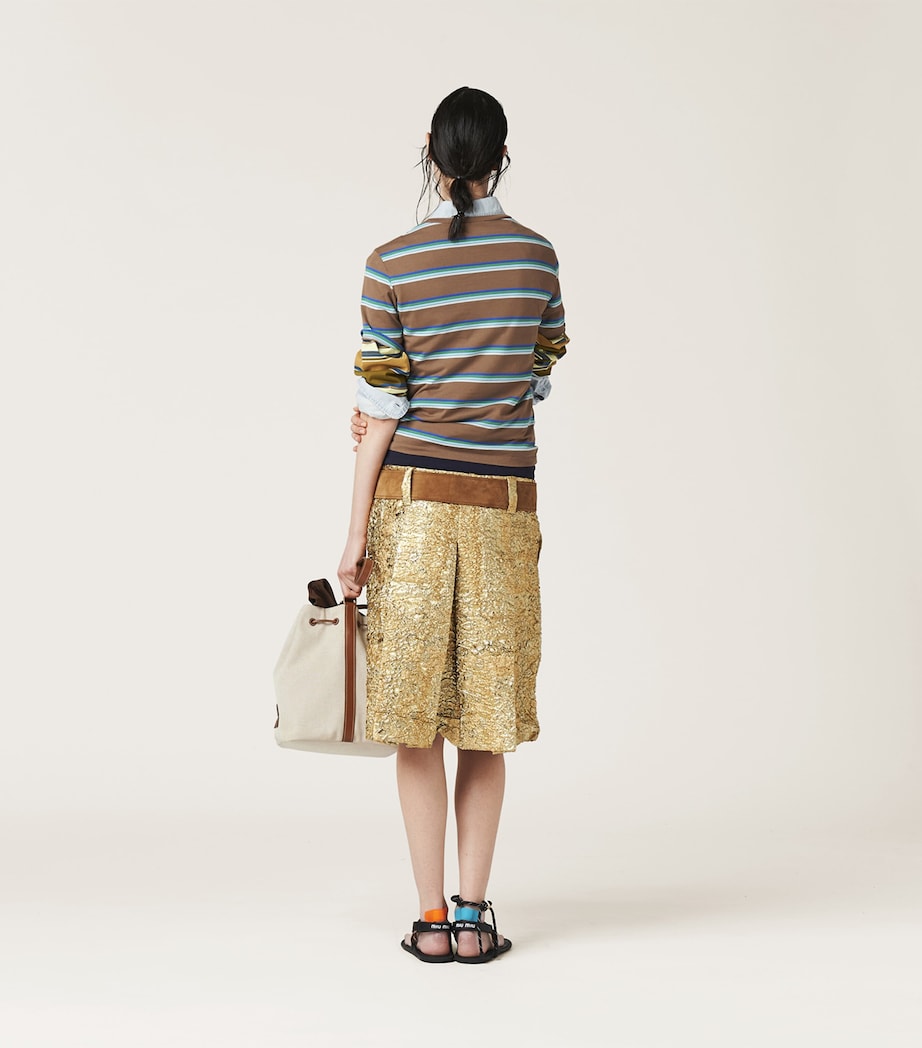 Miu Miu Brown Cotton Striped T-Shirt