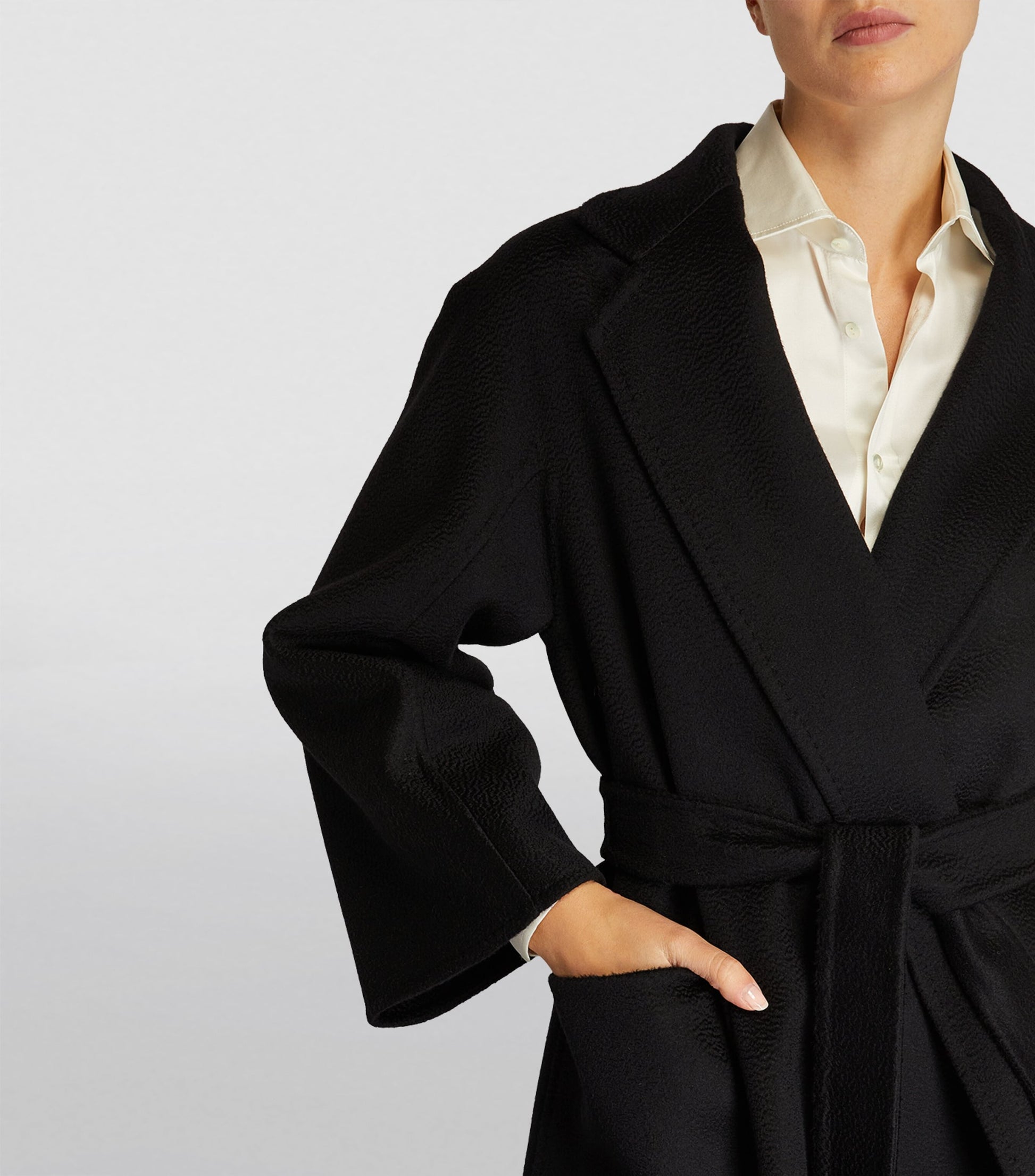 Max Mara Black Cashmere Ludmilla Wrap Coat