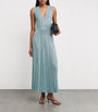 VALENTI Blue Knitted V-Neck Maxi Dress
