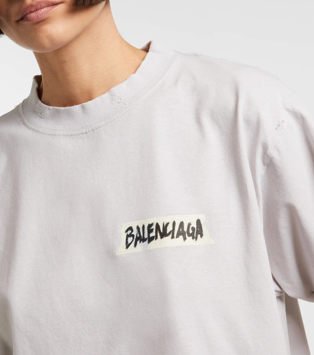 Balenciaga - تي شيرت قطني بشعار الماركة