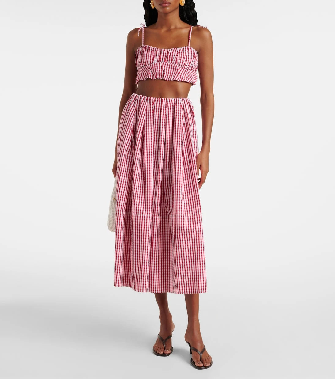 Faithfull - Mira gingham cotton poplin crop top