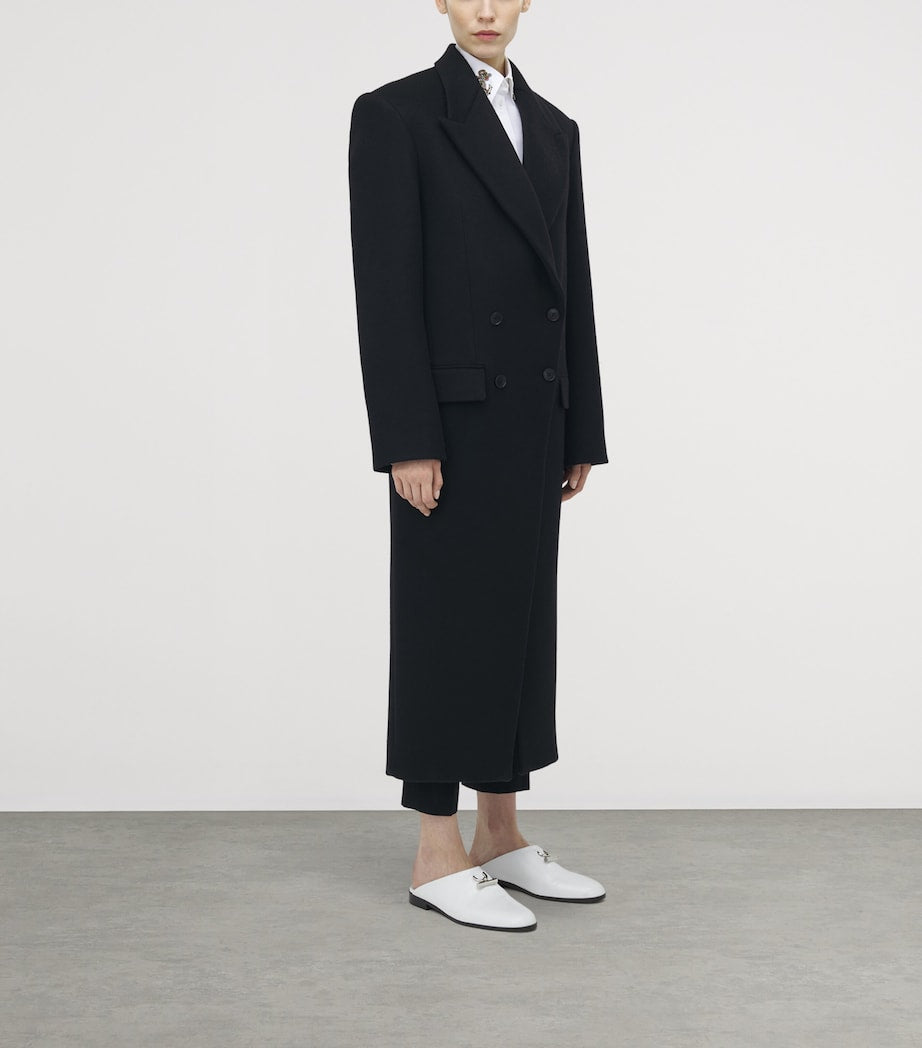 Black Wool Double-Breasted Coat