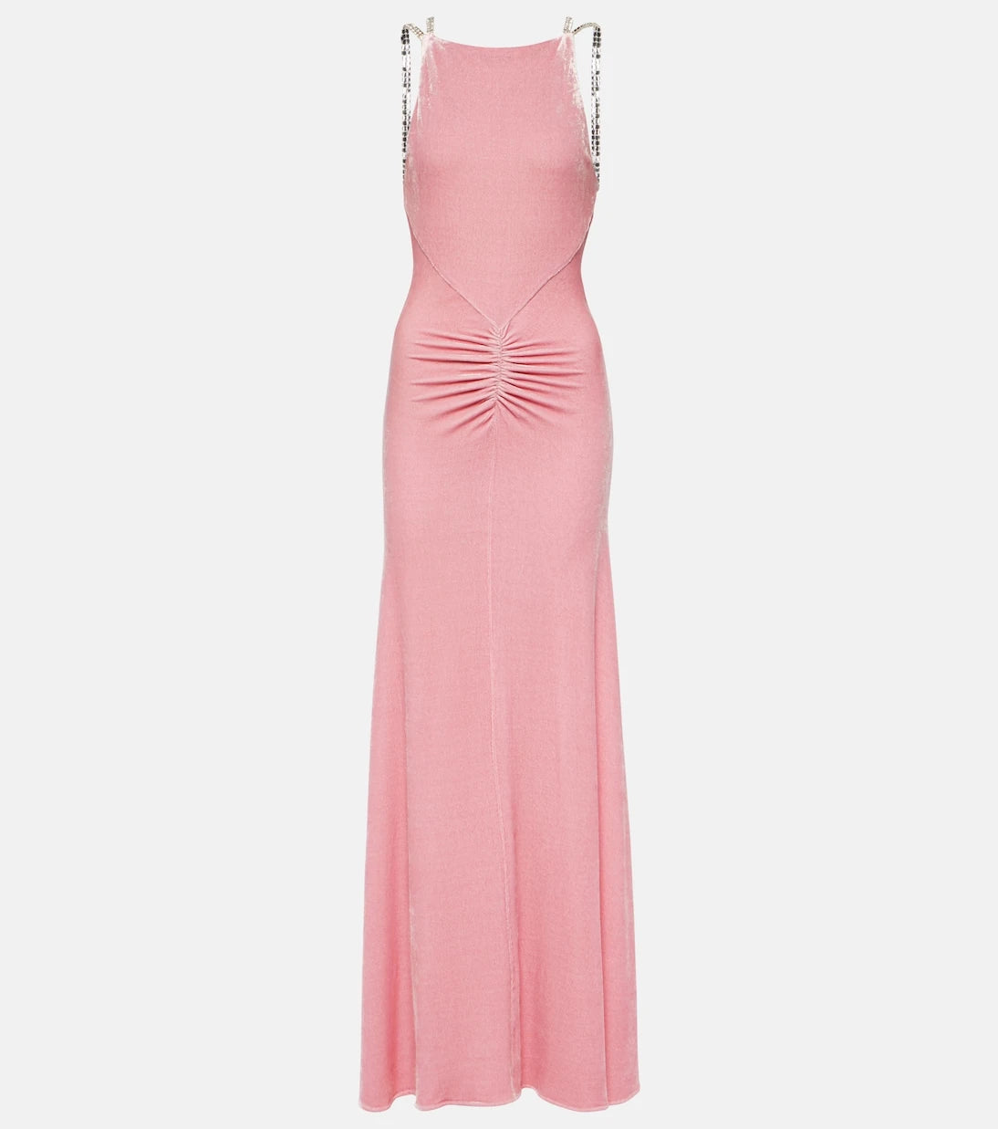 Rabanne - Embellished ruched velvet gown