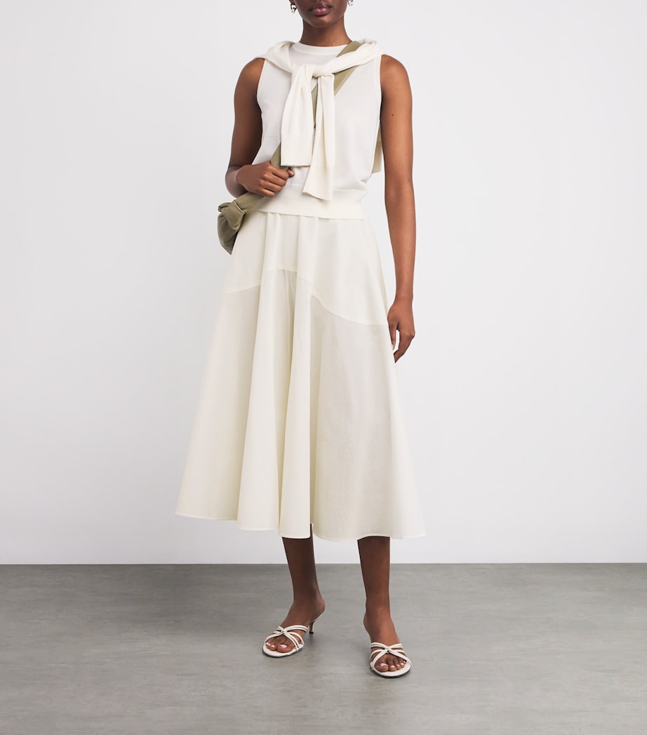 Ivory Organic Cotton Maxine Midi Skirt