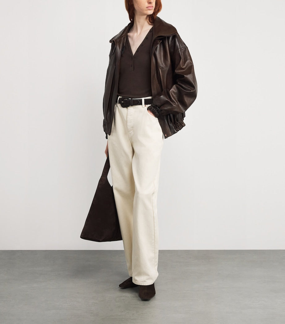 Brown Modal Ribbed Henley T-Shirt