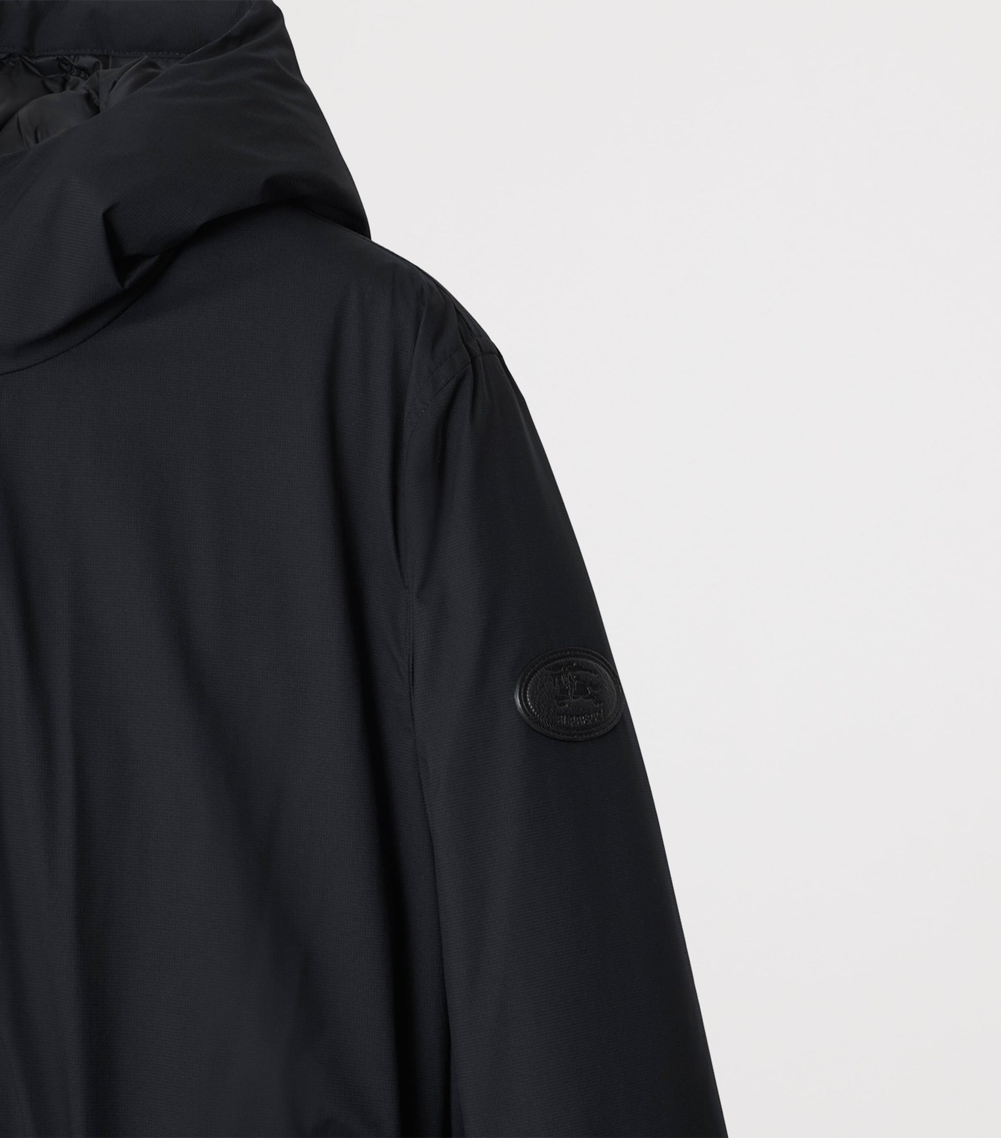 Burberry Black Down Short Hooded Nylon Coat