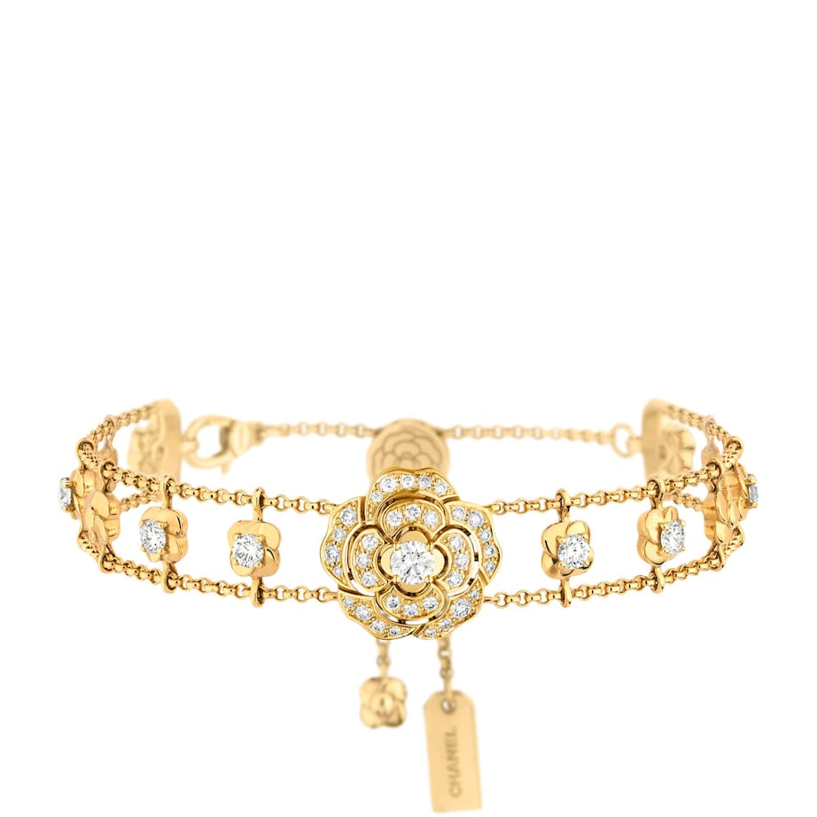 Yellow Gold and Diamond Bouton de Camélia Supple Bracelet