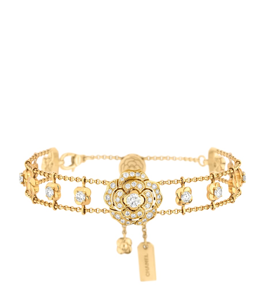 Yellow Gold and Diamond Bouton de Camélia Supple Bracelet