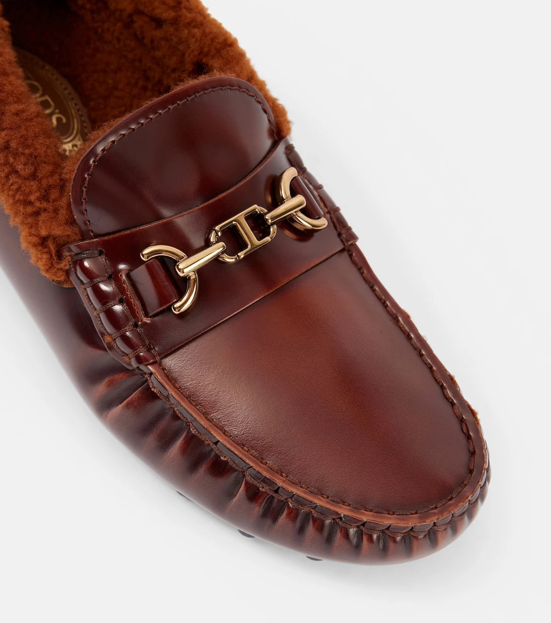Tod's - Shearling-trimmed leather loafers