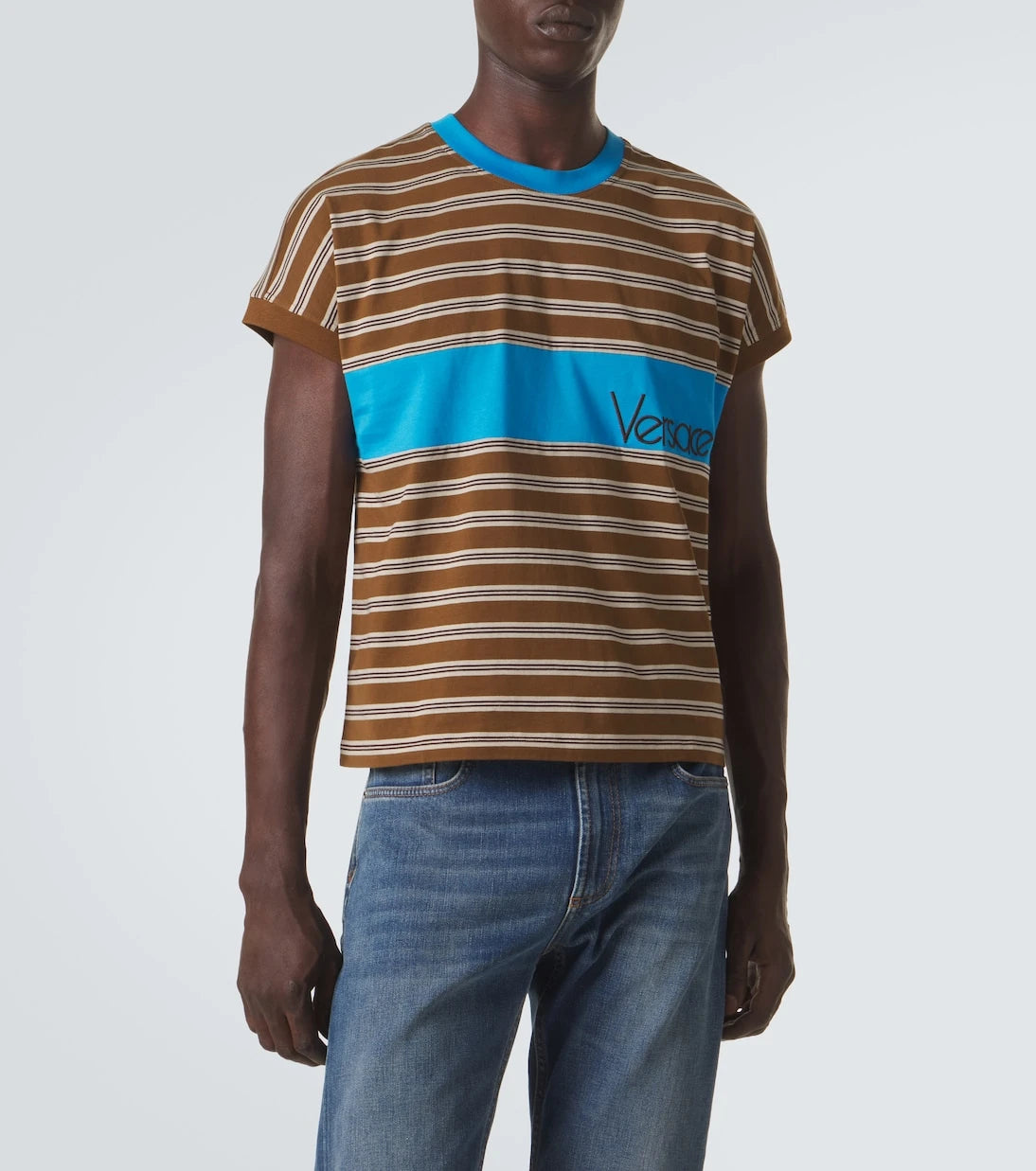 Versace - Logo striped cotton T-shirt