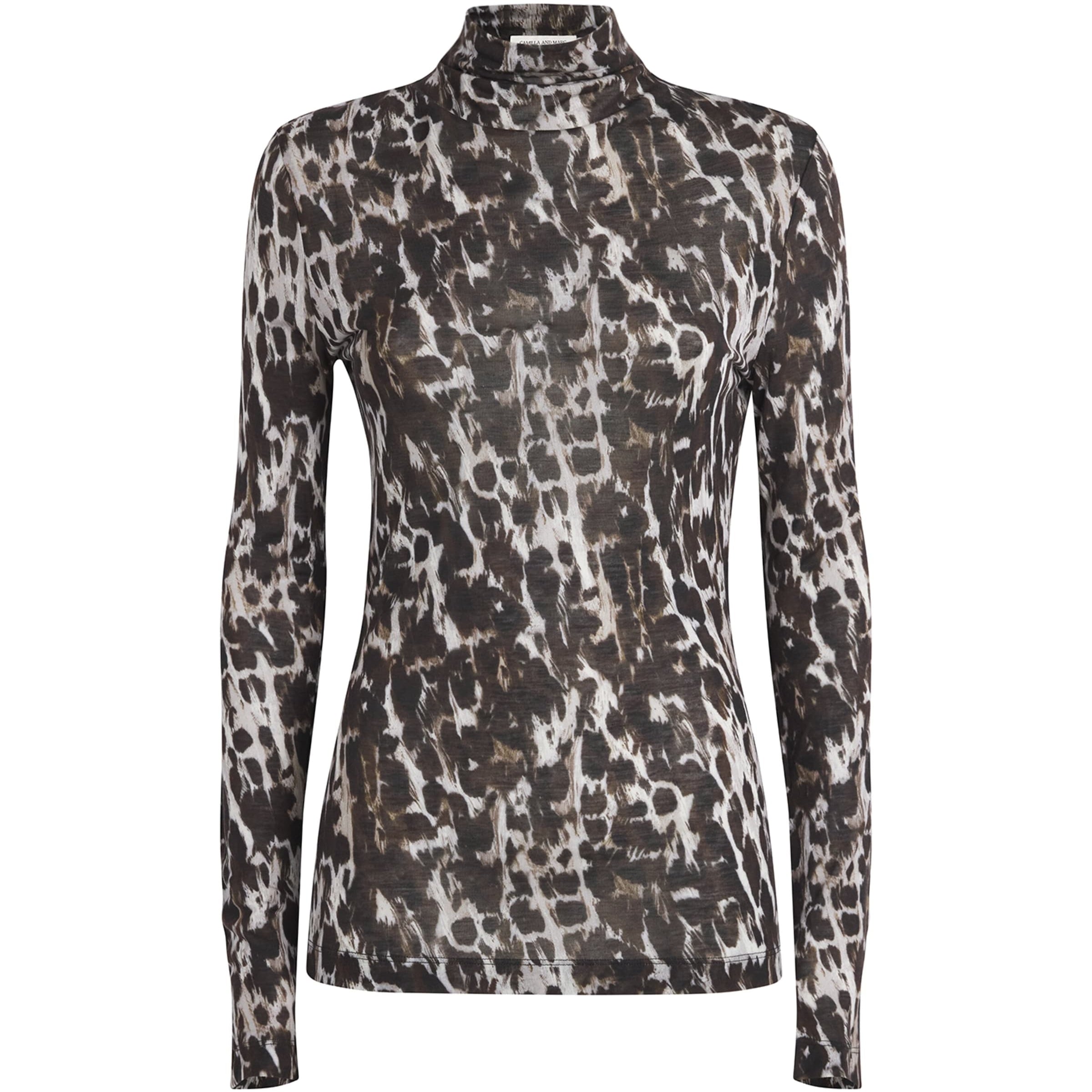 CAMILLA AND MARC Brown Leopard Print Plumage Top