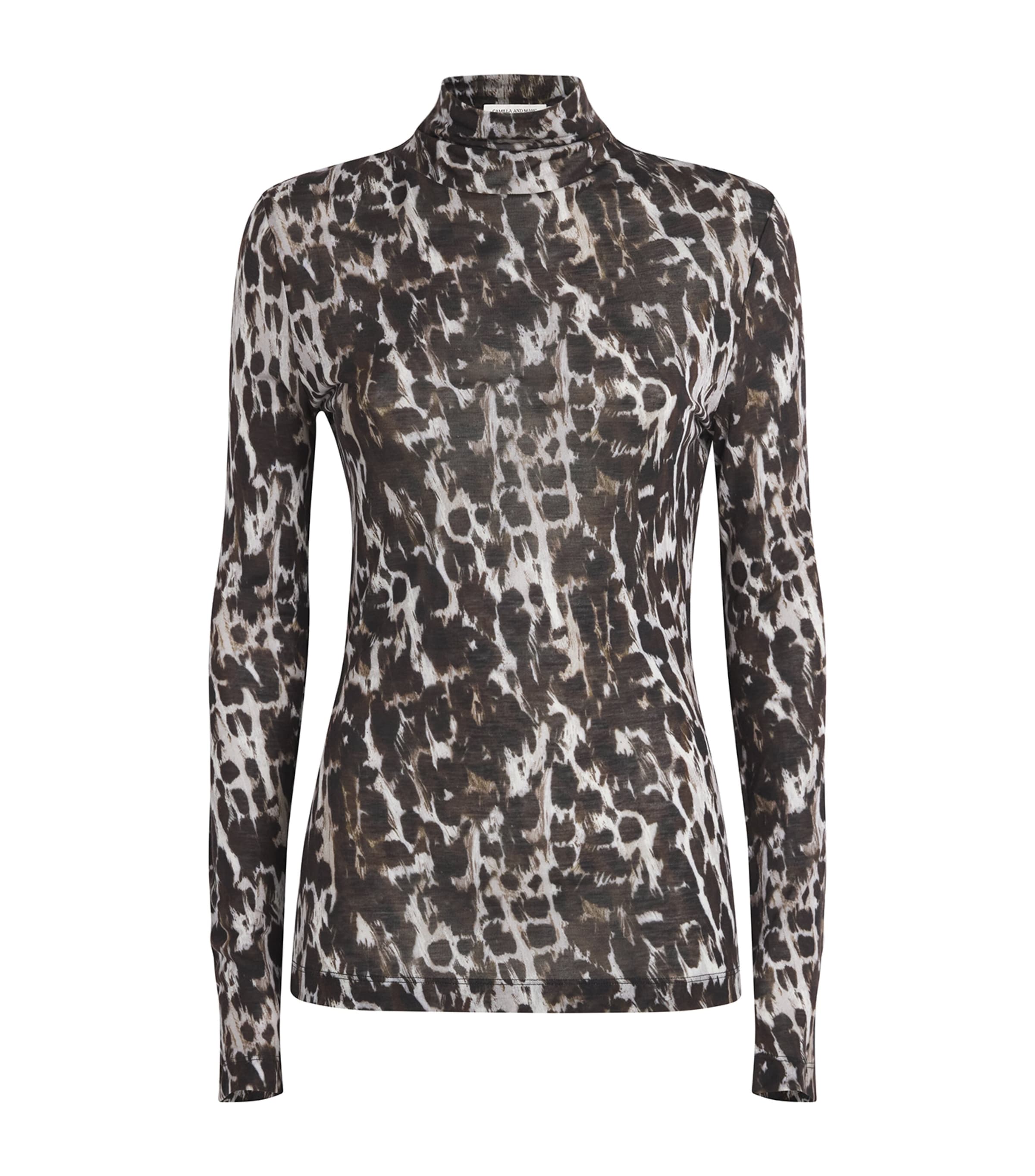 CAMILLA AND MARC Brown Leopard Print Plumage Top