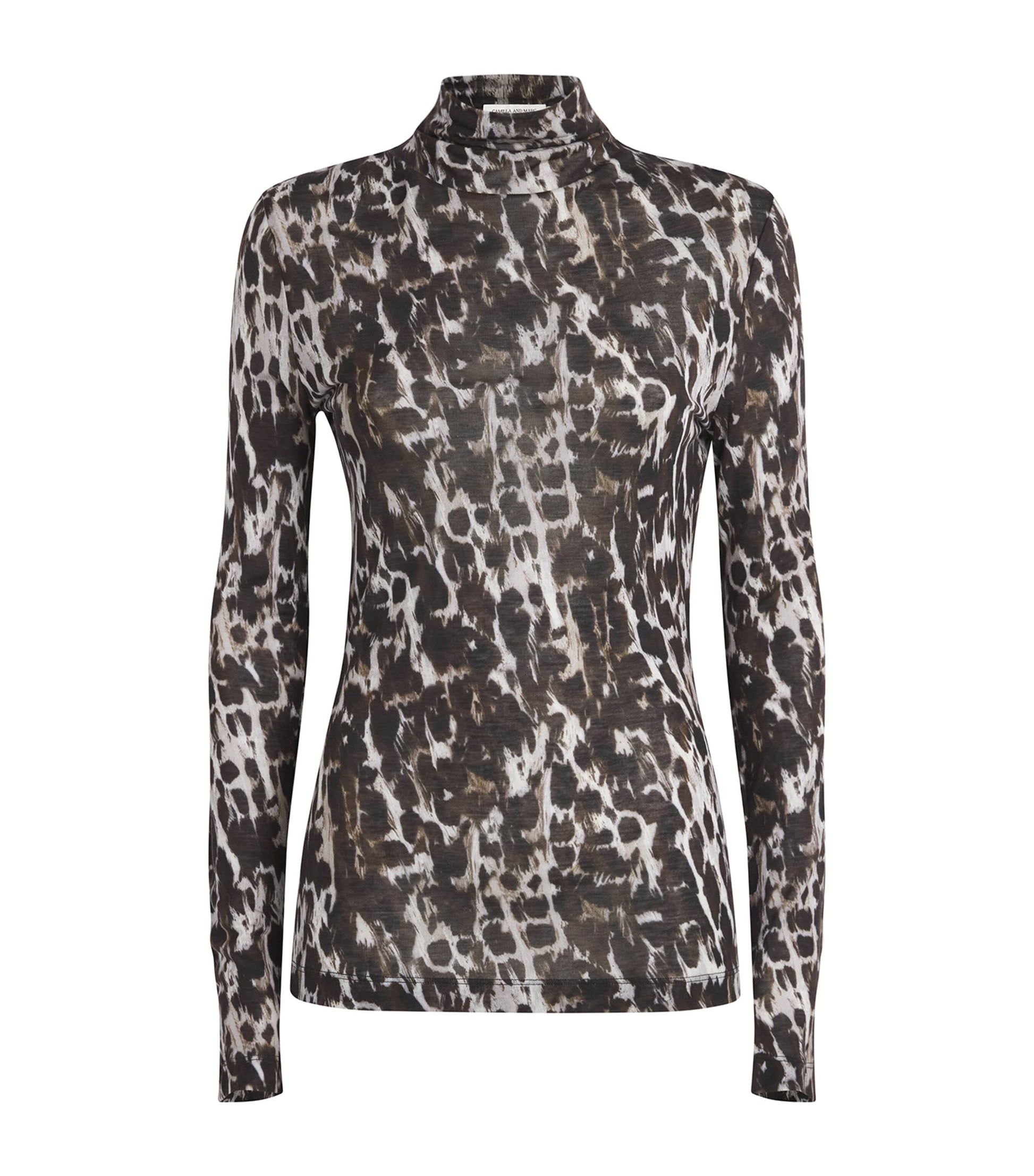 CAMILLA AND MARC Brown Leopard Print Plumage Top