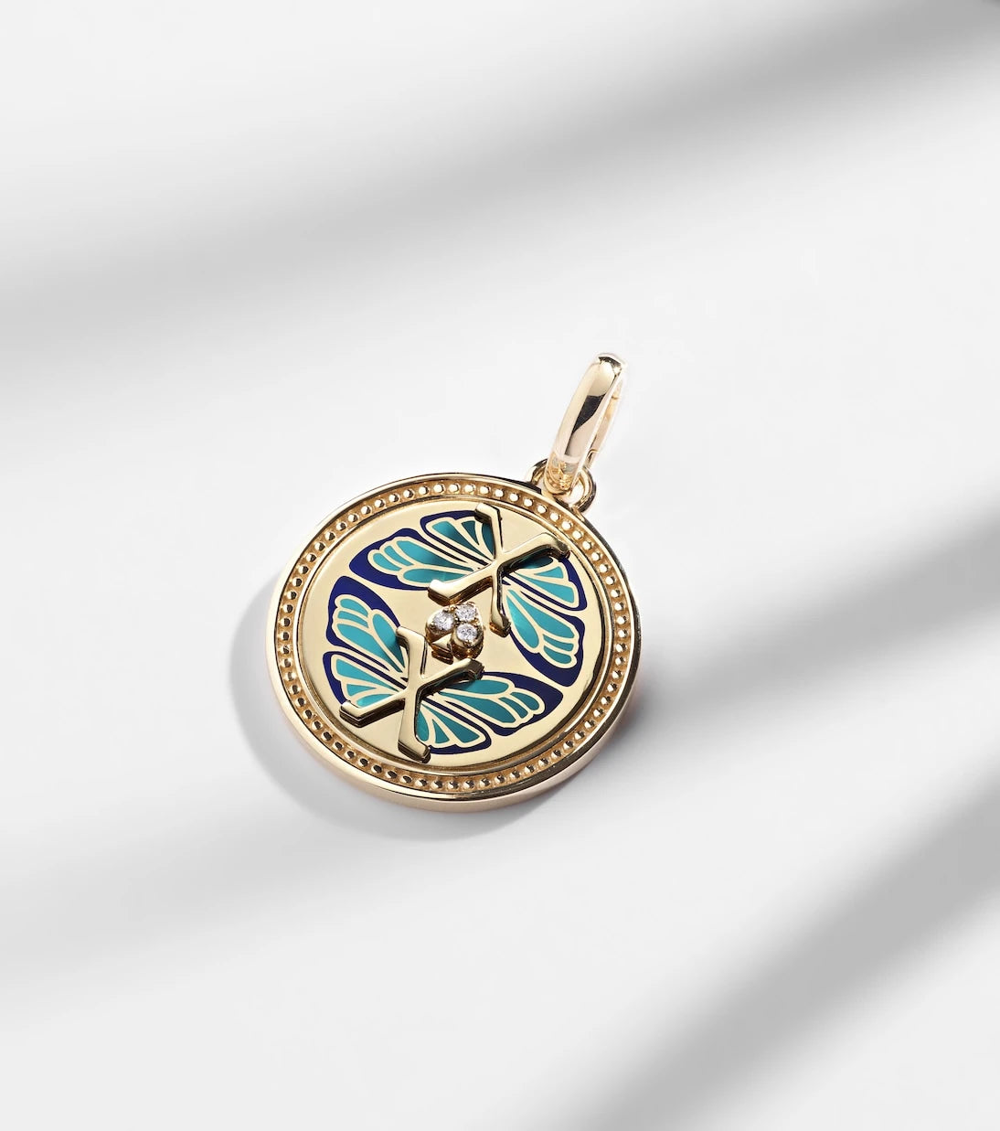 FoundRae - Reverie Medium 18k gold and ceramic pendant with diamonds