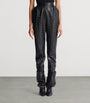 Balmain Black Croc-Embossed Straight-Leg Trousers