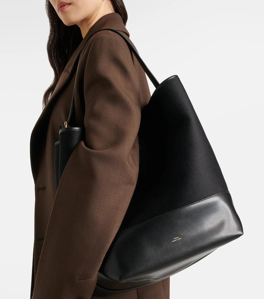Toteme - Leather-trimmed doublé tote bag