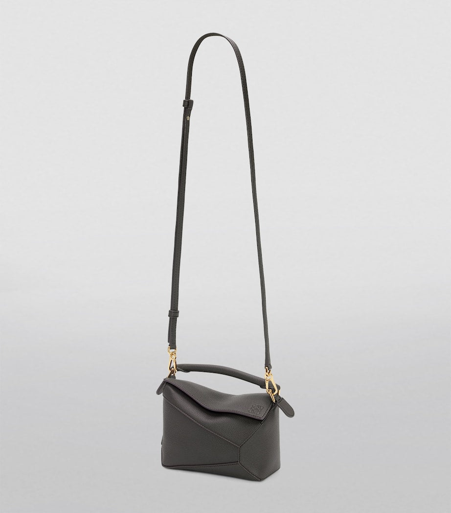 LOEWE Grey Mini Leather Puzzle Edge Top-Handle Bag